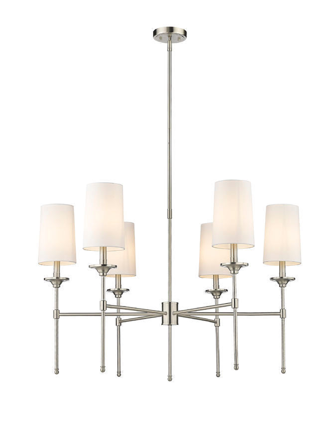 Steel Frame with Off White Fabric Shade Chandelier