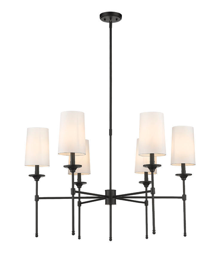 Steel Frame with Off White Fabric Shade Chandelier