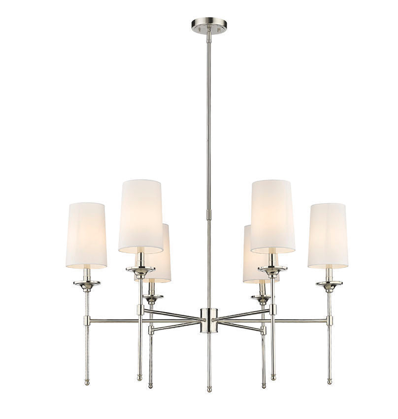 Steel Frame with Off White Fabric Shade Chandelier