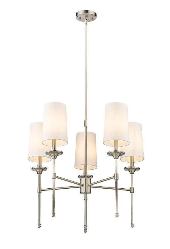 Steel Frame with Off White Fabric Shade Chandelier