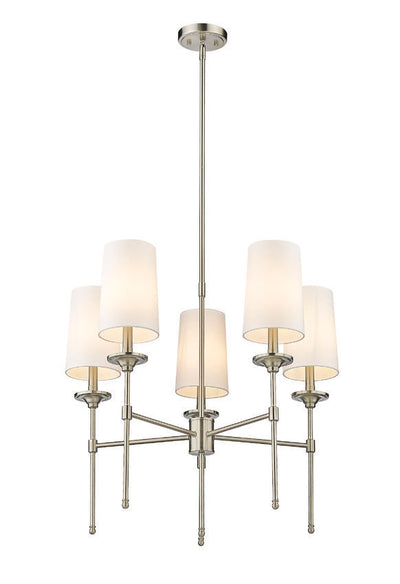 Steel Frame with Off White Fabric Shade Chandelier