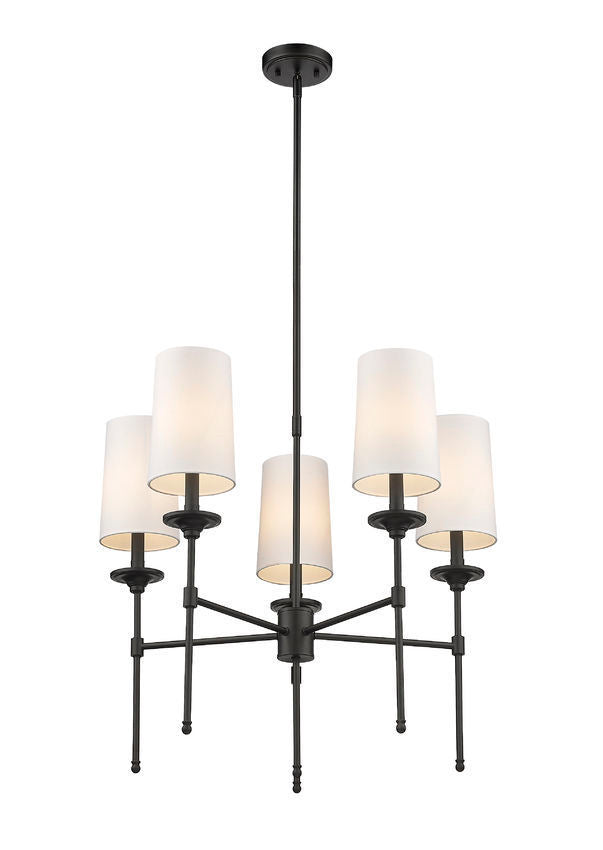 Steel Frame with Off White Fabric Shade Chandelier