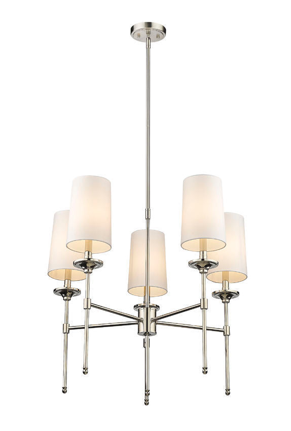 Steel Frame with Off White Fabric Shade Chandelier