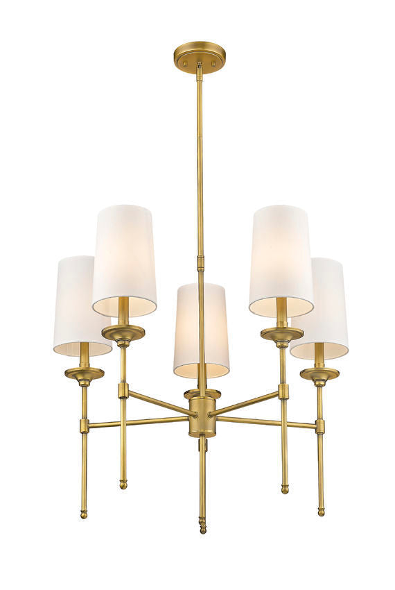 Steel Frame with Off White Fabric Shade Chandelier