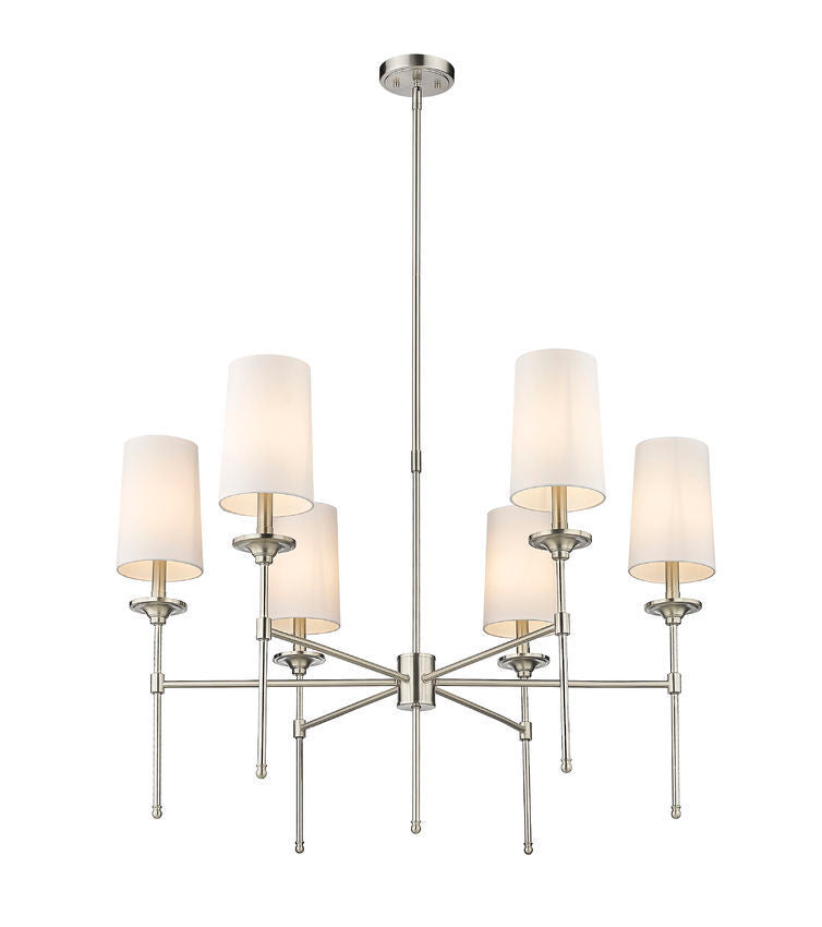 Steel Frame with Off White Fabric Shade Chandelier