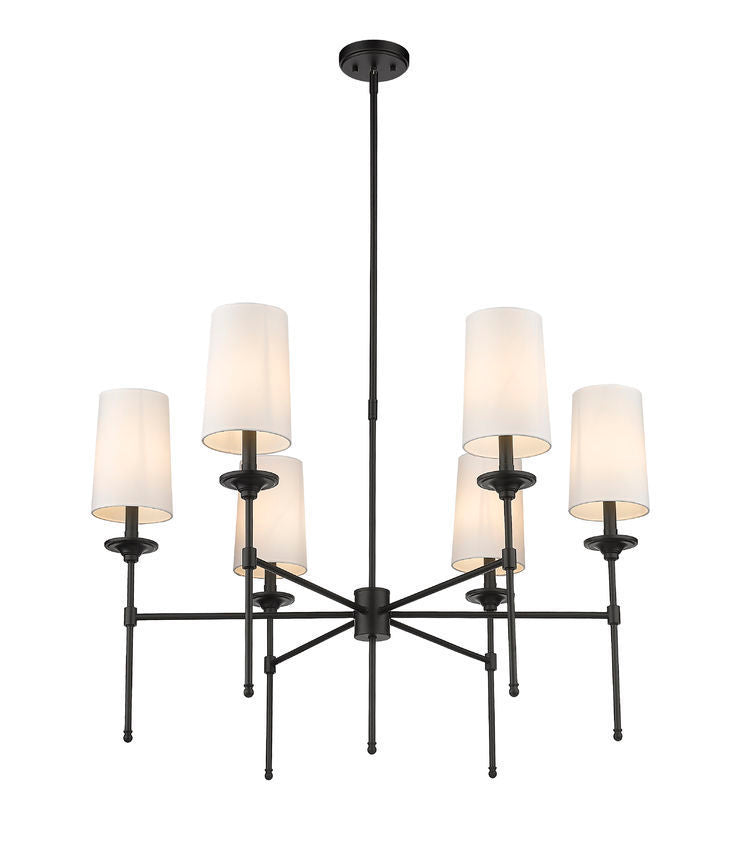 Steel Frame with Off White Fabric Shade Chandelier