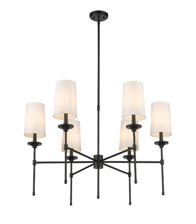 Steel Frame with Off White Fabric Shade Chandelier