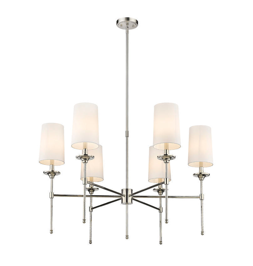 Steel Frame with Off White Fabric Shade Chandelier