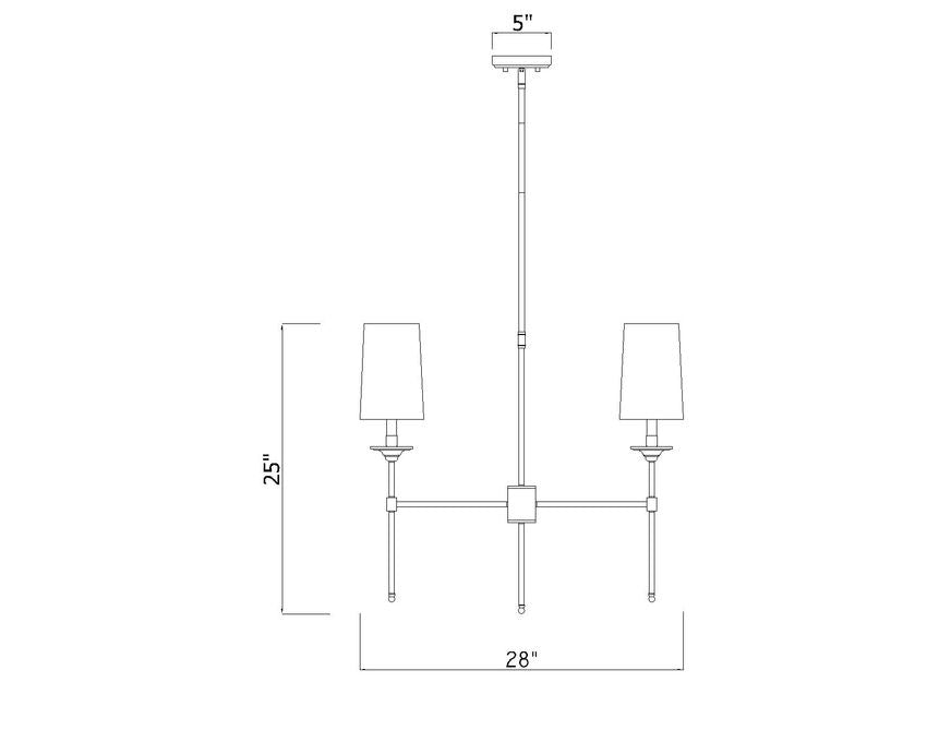 Steel Frame with Off White Fabric Shade Chandelier