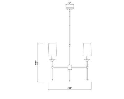 Steel Frame with Off White Fabric Shade Chandelier