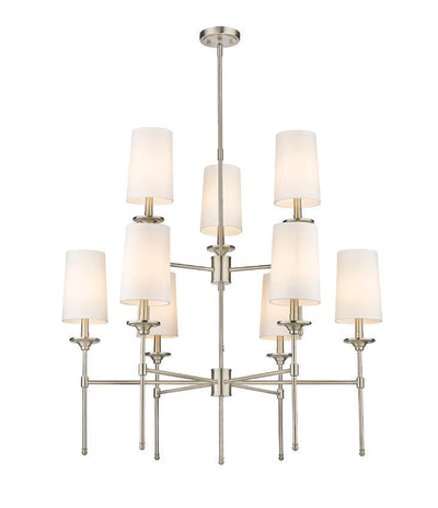 Steel Frame with Off White Fabric Shade 2 Tier Chandelier