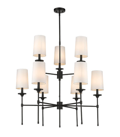 Steel Frame with Off White Fabric Shade 2 Tier Chandelier