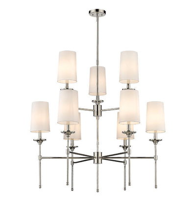 Steel Frame with Off White Fabric Shade 2 Tier Chandelier