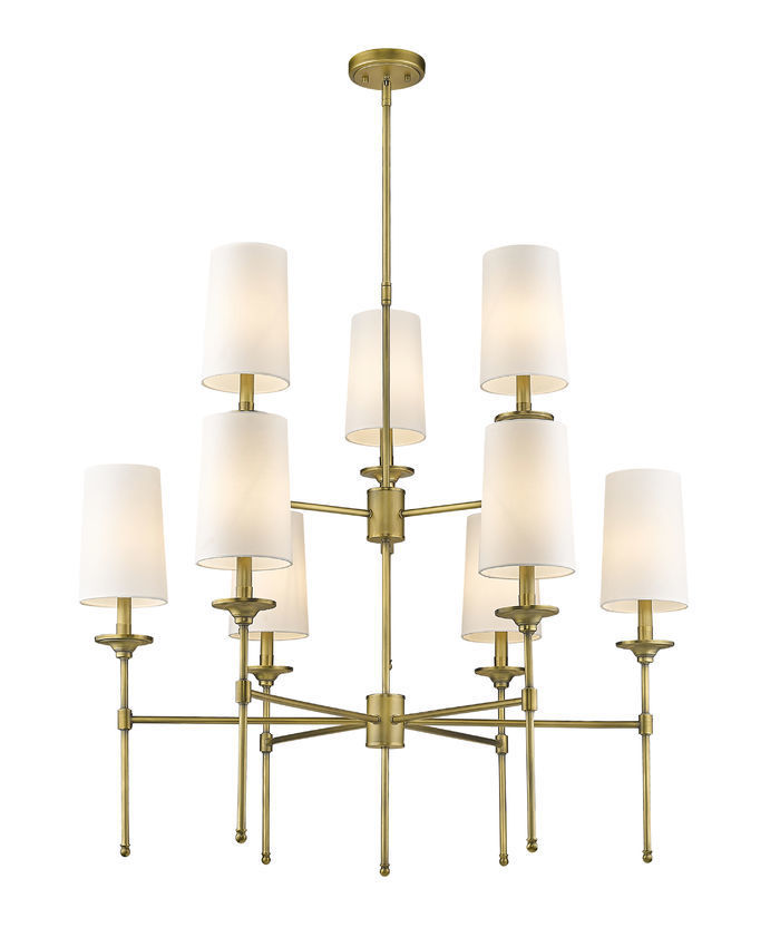 Steel Frame with Off White Fabric Shade 2 Tier Chandelier