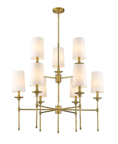 Steel Frame with Off White Fabric Shade 2 Tier Chandelier