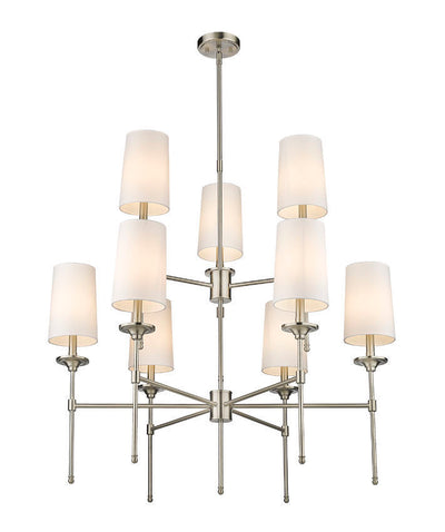 Steel Frame with Off White Fabric Shade 2 Tier Chandelier