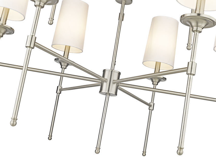 Steel Frame with Off White Fabric Shade 2 Tier Chandelier