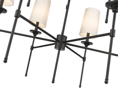 Steel Frame with Off White Fabric Shade 2 Tier Chandelier