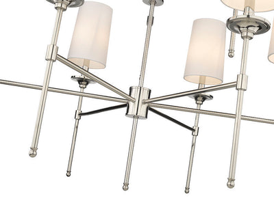 Steel Frame with Off White Fabric Shade 2 Tier Chandelier