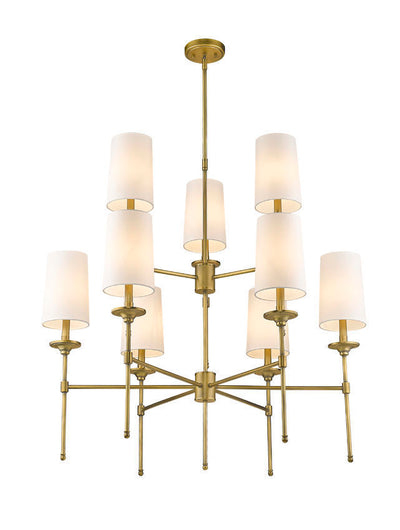 Steel Frame with Off White Fabric Shade 2 Tier Chandelier