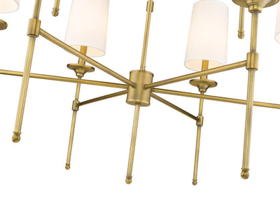 Steel Frame with Off White Fabric Shade 2 Tier Chandelier