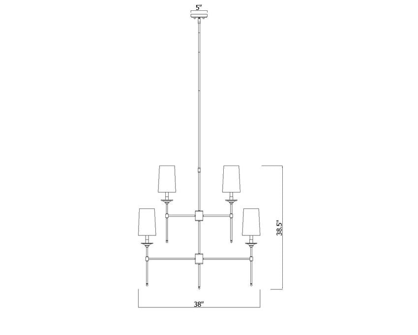 Steel Frame with Off White Fabric Shade 2 Tier Chandelier