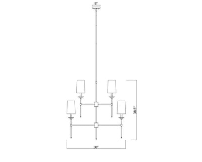 Steel Frame with Off White Fabric Shade 2 Tier Chandelier