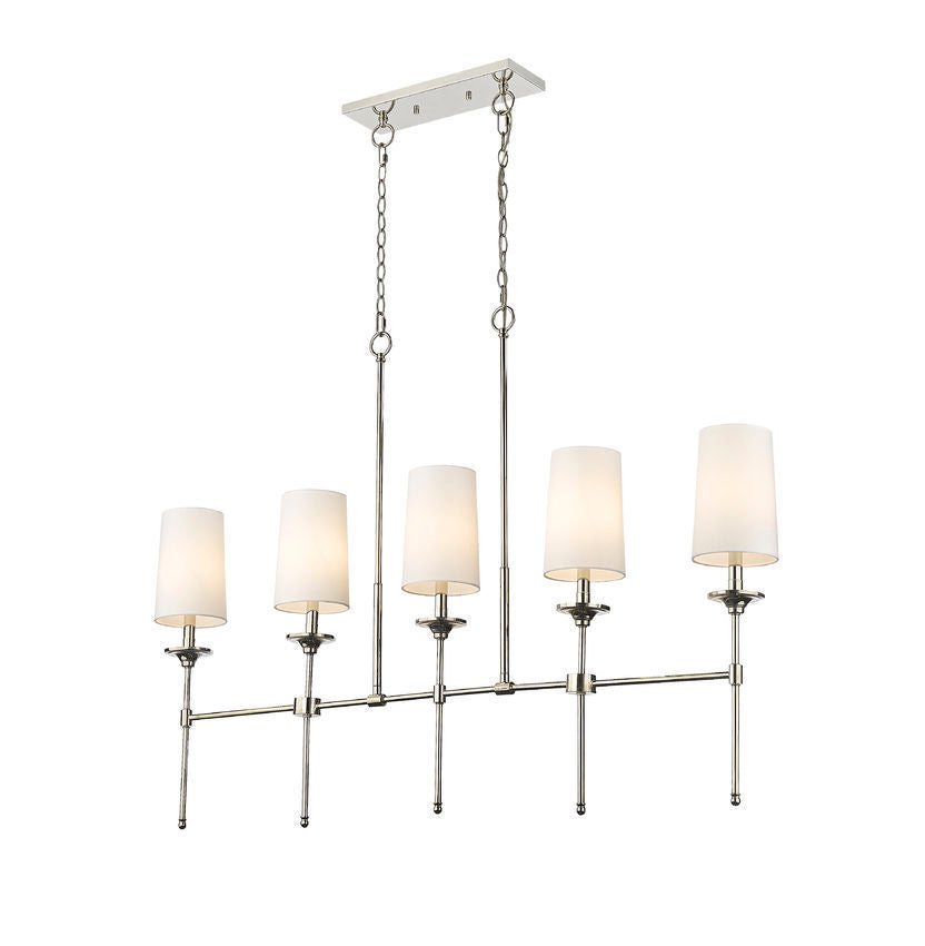 Steel Frame with Off White Fabric Shade Linear Pendant
