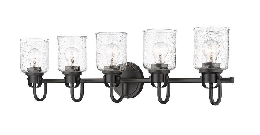 Steel Arch Arm with Clear Seedy Glass Shade Vanity Light - LV LIGHTING