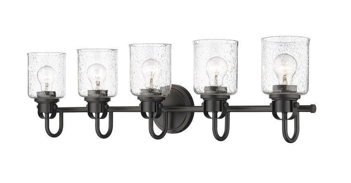 Steel Arch Arm with Clear Seedy Glass Shade Vanity Light - LV LIGHTING