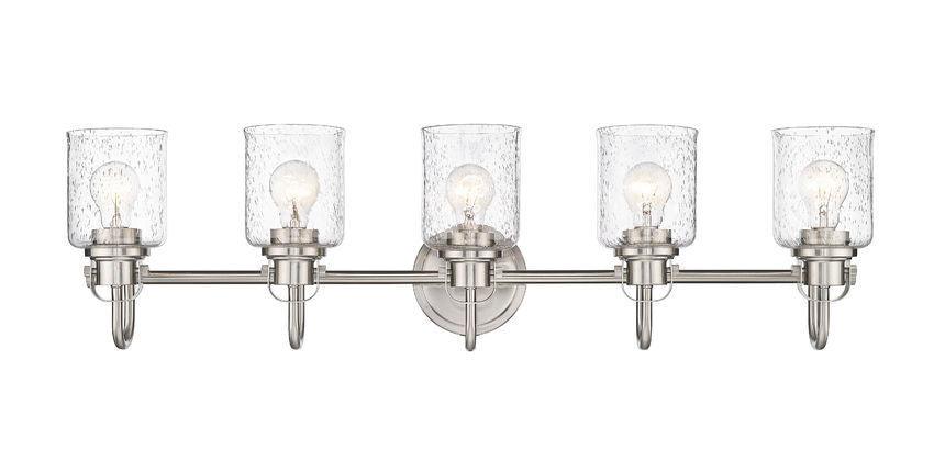 Steel Arch Arm with Clear Seedy Glass Shade Vanity Light - LV LIGHTING
