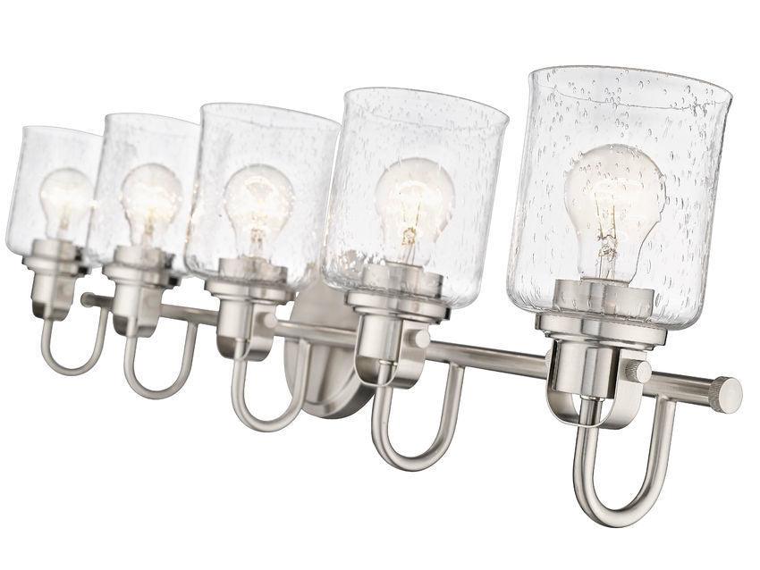 Steel Arch Arm with Clear Seedy Glass Shade Vanity Light - LV LIGHTING