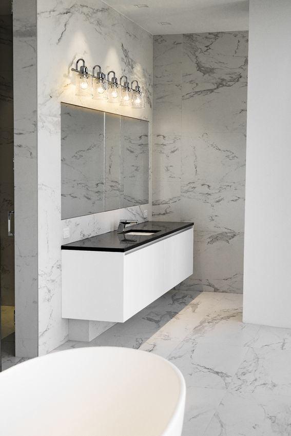Steel Arch Arm with Clear Seedy Glass Shade Vanity Light - LV LIGHTING