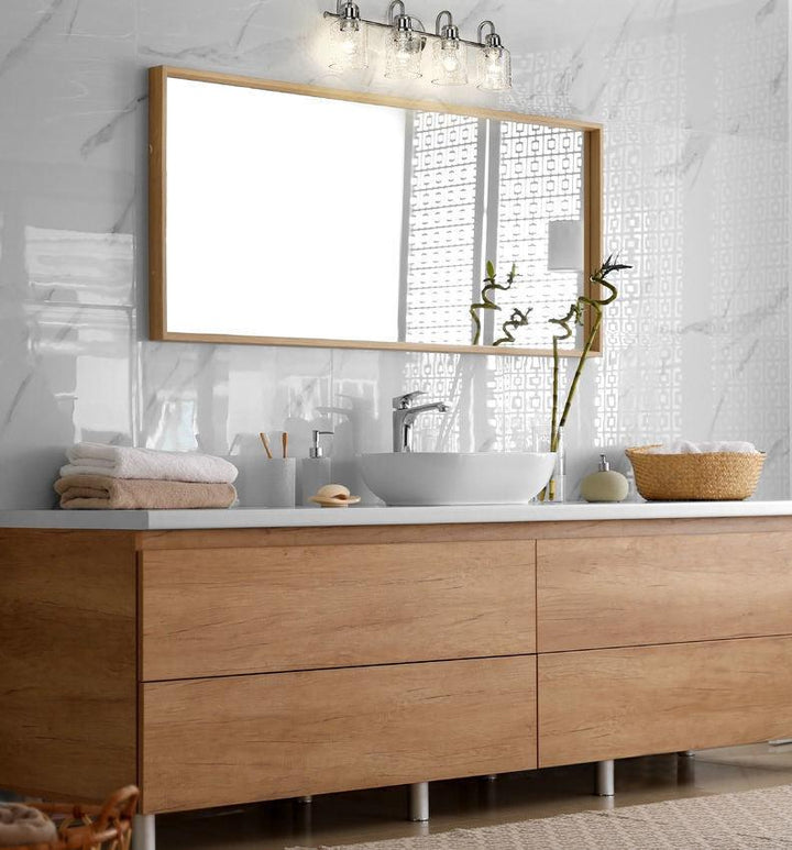 Steel Arch Arm with Clear Seedy Glass Shade Vanity Light - LV LIGHTING