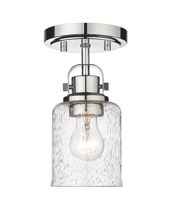 Steel with Clear Seedy Glass Shade Semi Flush Mount
