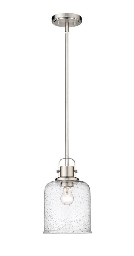 Steel with Clear Seedy Glass Shade Pendant