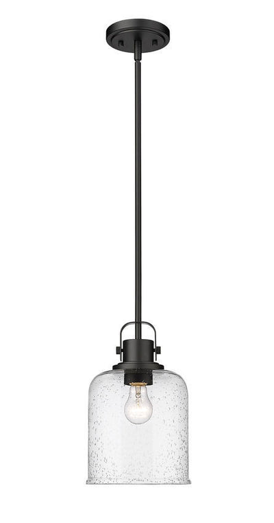 Steel with Clear Seedy Glass Shade Pendant