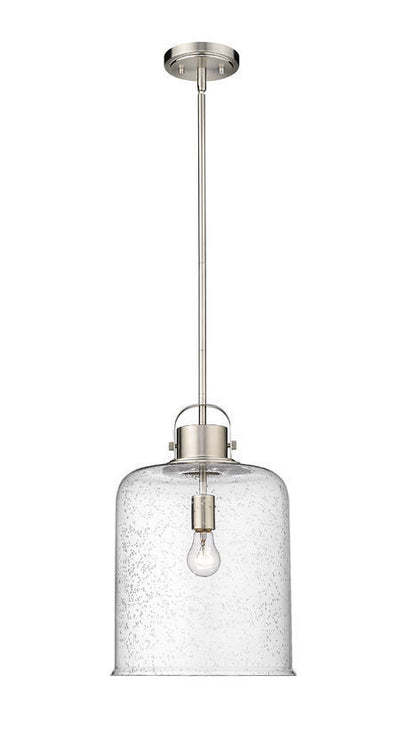 Steel with Clear Seedy Glass Shade Pendant