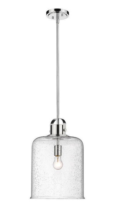 Steel with Clear Seedy Glass Shade Pendant