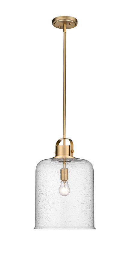 Steel with Clear Seedy Glass Shade Pendant