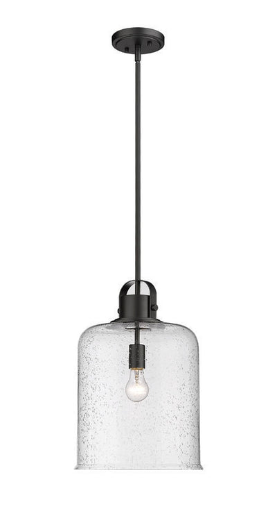 Steel with Clear Seedy Glass Shade Pendant