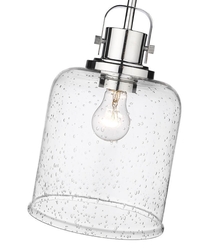 Steel with Clear Seedy Glass Shade Pendant