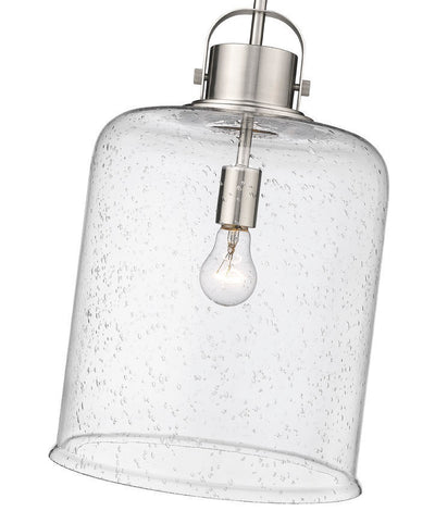 Steel with Clear Seedy Glass Shade Pendant