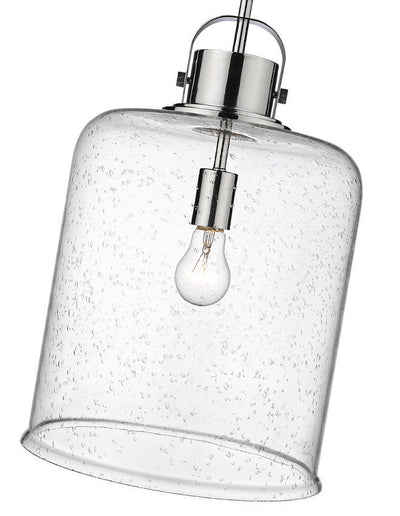 Steel with Clear Seedy Glass Shade Pendant