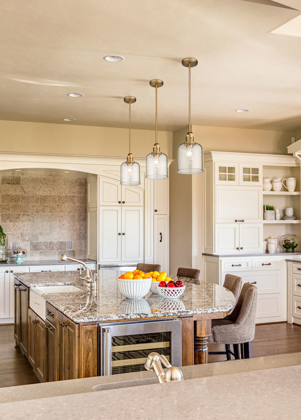 Steel with Clear Seedy Glass Shade Pendant