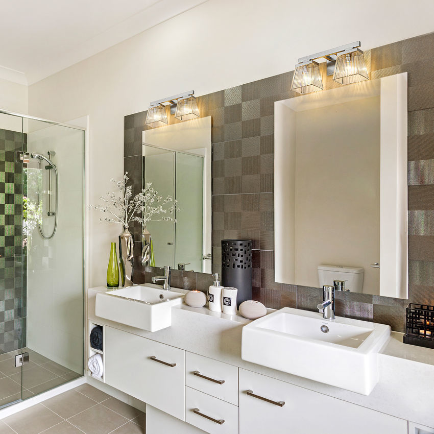 Steel Frame with Glass Shade Vanity Light