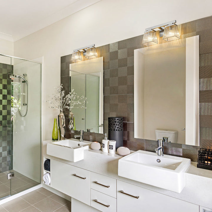 Steel Frame with Glass Shade Vanity Light