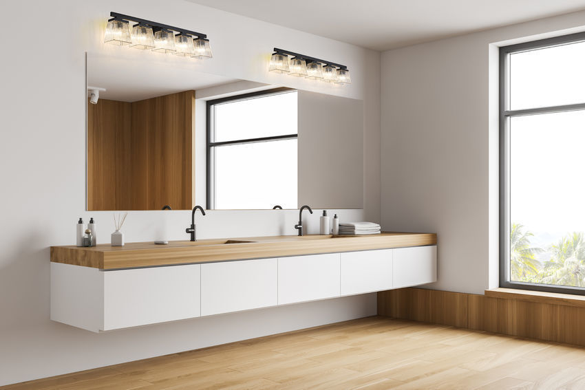 Steel Frame with Glass Shade Vanity Light