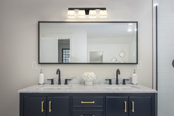 Steel Frame with Glass Shade Vanity Light