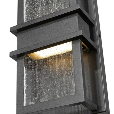 LED Black Frame with Seedy Glass Shade Outdoor Wall Sconce - LV LIGHTING